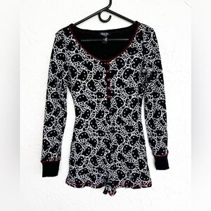 Dolls Kill Hello Kitty Black Waffle Romper Womens Size Medium